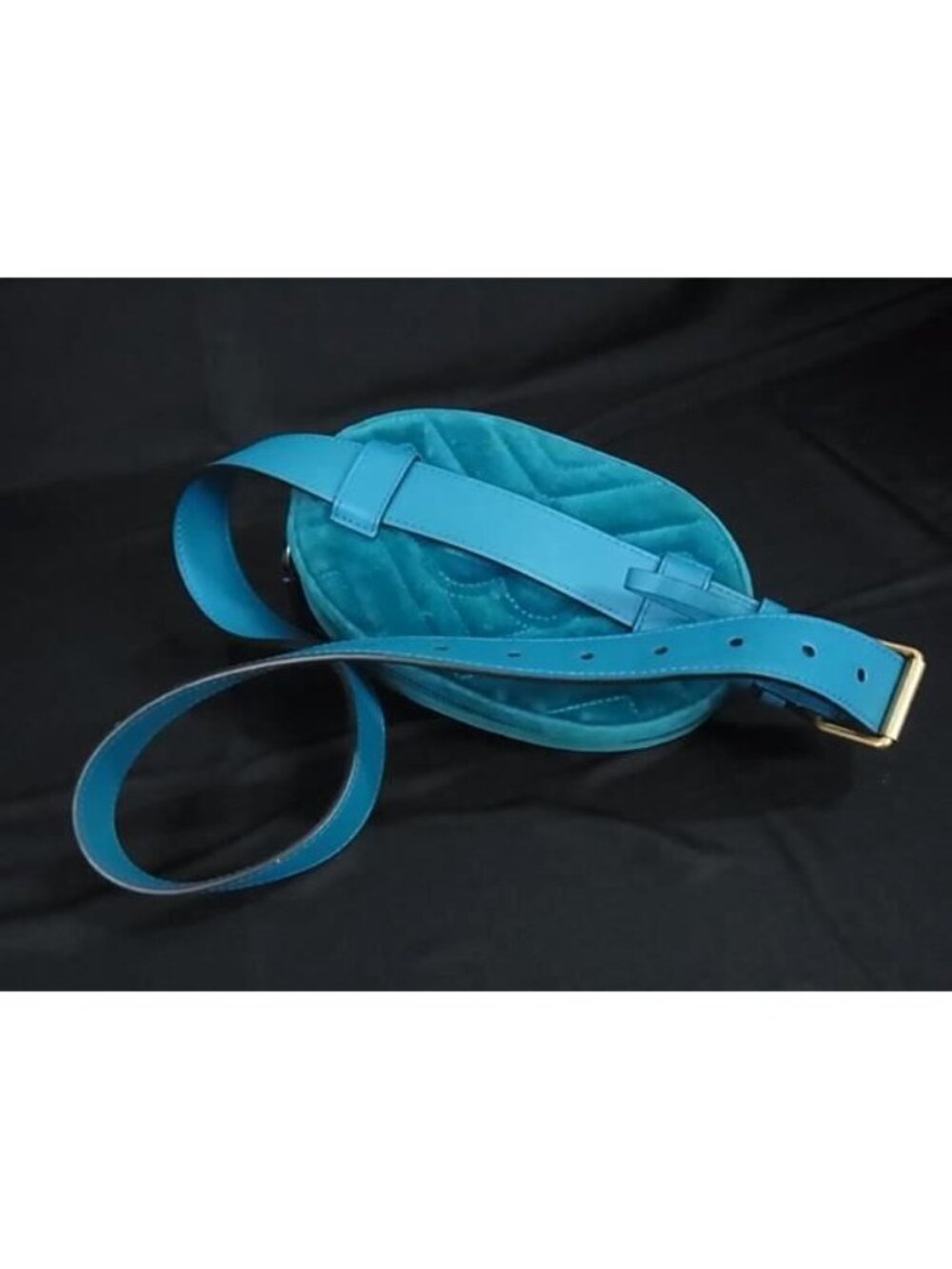 Gucci Waist Bag GG Marmont Blue Velvet Gold - Picture 5 of 9